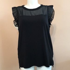 Flutter sleeve black sleeveless Worthington top XL Punk Chic goth blouse